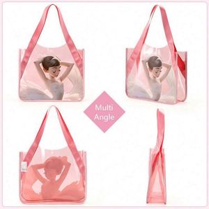 Transparent <b>Tote</b> Bag Letter Printing Clear Pvc <b>Plastic</b> <b>Tote</b> Shoulder Bag Jelly Travel Shoulder Dance Bags Kids - Product Image 3