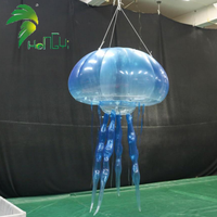 Ballon publicitaire gonflable en forme de méduse bleue transparente Hongyi, en bâche PVC, avec logo LED