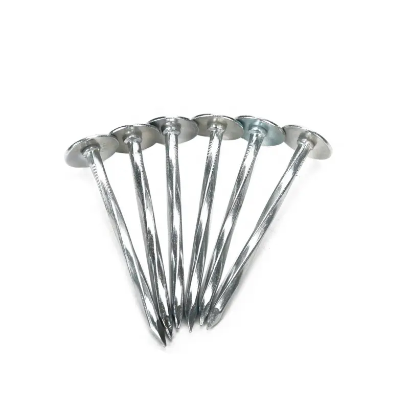 Umbrella Head Roofing Nails/corrugated Nails Galvanized Twisted Shank With Plastic Washer