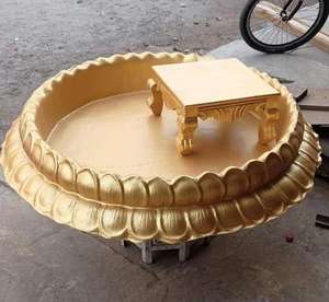 Urli en fibre de forme florale de lotus doré, magnifique et traditionnel, de 4 / 5 / 5,5 pieds, pour les cérémonies de Haldi et de mariage, URLI HALDI TUBS OEM ODM - Product Image 6