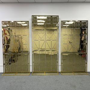 Nuovo Arco Decorativo in Acciaio Inox Dorato per Matrimoni, Stile Moderno, Sfondo Geometrico per Palcoscenico Floreale - Product Image 2