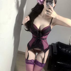 Ensemble de lingerie sexy pour <span class=keywords><strong>femme</strong></span> : Corset <span class=keywords><strong>en</strong></span> dentelle à baleines, <span class=keywords><strong>porte</strong></span>-jarretelles, teddy à armatures, pour jeu de rôle, avec soutien (échantillon) - Product Image 2