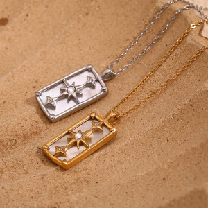 BJG0589N 2024 personalità dello stilista con ciondolo a forma di stella in acciaio inossidabile collana con stella di palo tarocchi carta collana - Product Image 4