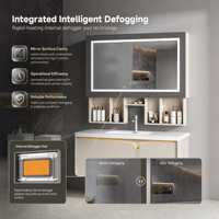 Armoire de salle de bain intelligente AI avec miroir LED à commande vocale, en aluminium, température de couleur 3000K, logo personnalisé, éclairage en bois