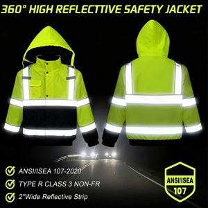 Áo khoác bảo hộ lao động phản quang, chất liệu dày dặn, chống thấm nước, dùng cho công trường xây dựng, may đo theo yêu cầu, mùa đông - Product Image 5