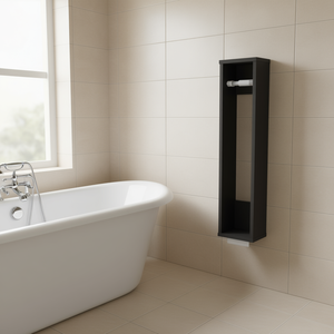Étagère de salle de bain Golovin à 2 niveaux, en métal noir, solution de rangement autoportante - Product Image 2