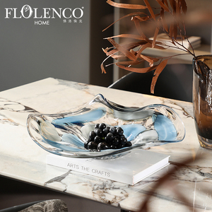 플로렌코 수제 유리 과일 트레이 홈 데코 꽃 유리 접시 인테리어 테이블 거실 고급 과일 접시 - Product Image 2