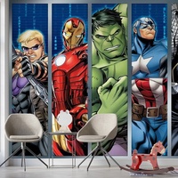 Papier peint mural auto-adhésif imperméable Marvel Avengers Super-héros, style bande dessinée, décoration murale pour chambre d'enfant, salle de jeux