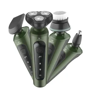 4 In 1 esnek su geçirmez USB şarj edilebilir döner elektronik tıraş makinesi sakal düzeltici jilet folyo elektrikli tıraş makinesi erkekler için