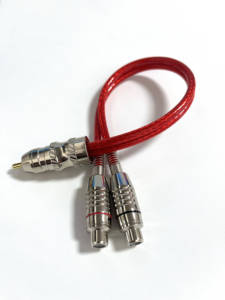2 female to 1 RCA male audio cable, nickel-plated plug, high-density braiding, stable transmission, high-fidelity stereo sound - Product Image 1