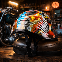 Casque de moto classique rétro trois-quarts, casque vintage à face ouverte en coque ABS pour scooter et cruiser