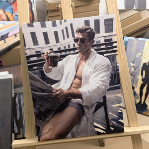 Peinture décorative HD sur toile encadrée Homme Musclé, Art mural pour chambre à coucher, Peinture à l'huile, Décoration murale intérieure, Chambre d'homme - Product Image 1