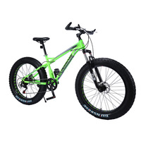Bicicleta de Montaña Fatbike de 26 Pulgadas con Velocidad Variable, Amortiguación, Freno de Disco y Neumático Ancho para Playa y Nieve