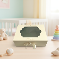 Boîtes cadeaux pliantes en forme de livre pour bébé, biodégradables, imperméables, personnalisées en gros, avec fenêtre et fermeture magnétique, finition brillante