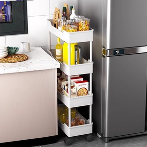 Narrow <b>Storage</b> Rack Multi Tier Kitchen Organizer With Wheels For Refrigerator Side Bathroom <b>Shower</b> Room - Product Image 4