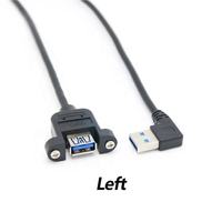 Câble de rallonge USB 3.0 type A mâle à femelle avec vis de verrouillage pour montage sur panneau, angle de 90 degrés, 5Gbps, vente en gros