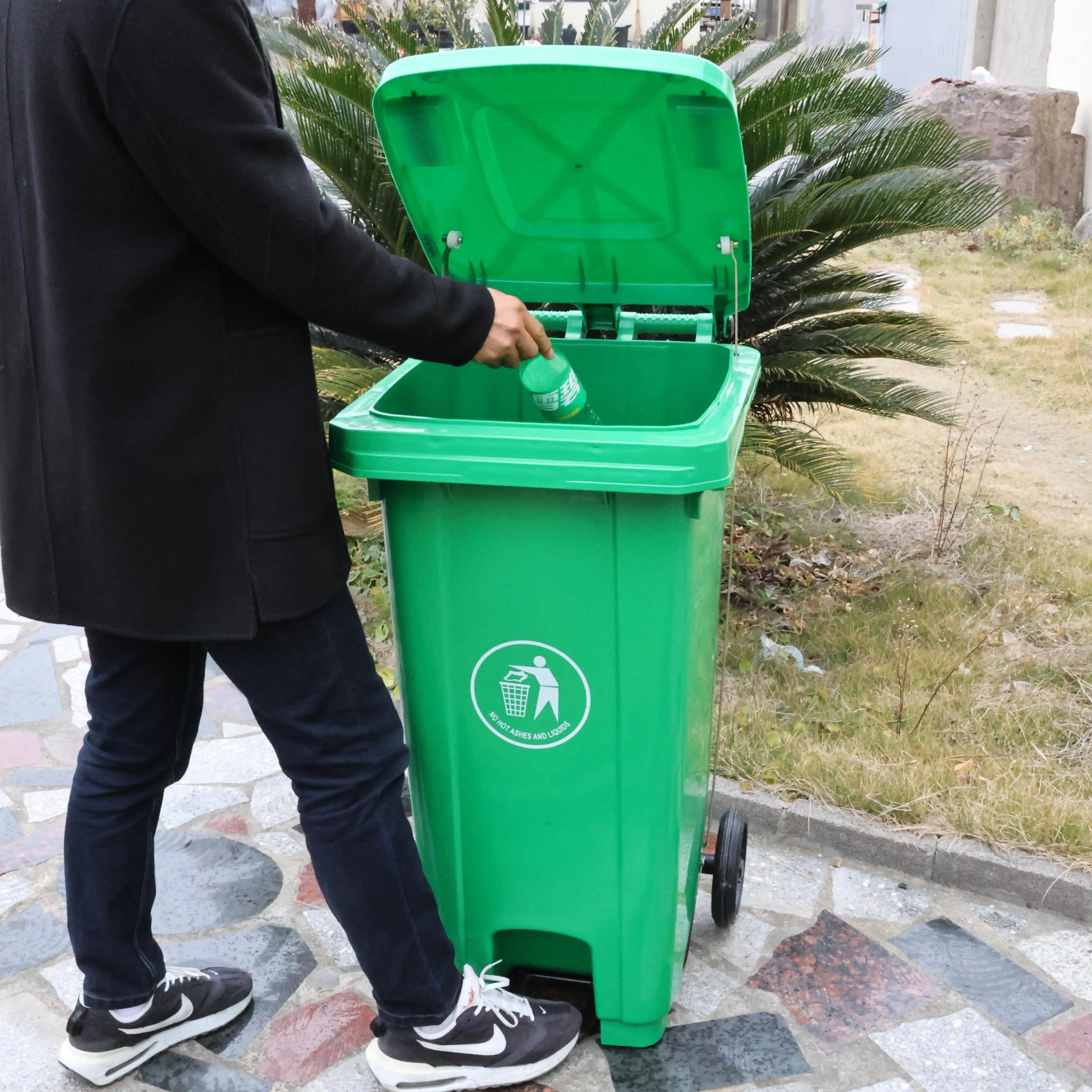 120L đạp Wheelie bin chất thải container 120 lít rác bin Nhựa thùng rác có thể