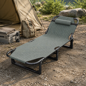 Portable Folding Steel Frame Camp & Office Nap <b>Bed</b> <b>Single</b> Outdoor Recliner-Durable Comfortable Minimalist Design - Product Image 6