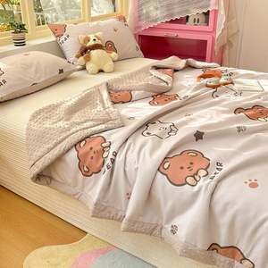 Couette en coton tricoté de style dessin animé, velours de haricot, douce, agréable pour la peau, taille Queen - Product Image 6