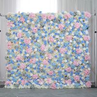 Dinding Bunga Sutra untuk Dekorasi Pernikahan DREA, Warna Biru-Putih-Pink, Bunga Artifisial untuk Dekorasi Acara
