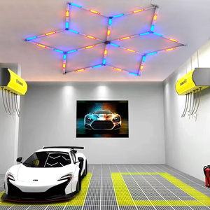 Système d'éclairage hexagonal RGB pour garage et atelier, 14 grilles, idéal pour le detailing automobile et l'atelier de lavage de voitures - Product Image 1