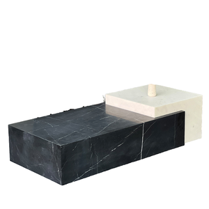 Table basse de luxe de socle bas de <span class=keywords><strong>cube</strong></span> moderne de style royal <span class=keywords><strong>marbre</strong></span> blanc <span class=keywords><strong>noir</strong></span> naturel pour salon salle de bain salle à manger extérieure-pour - Product Image 1