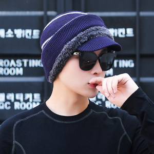 Men's Winter Knitted Balaclava Hat With Cap Windproof Warm Neck Cover Striped Design For Cycling Outdoor Activities - Product Image 3