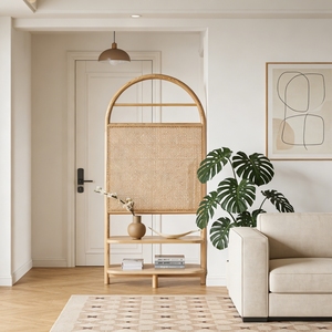 Paravent en bois massif <span class=keywords><strong>de</strong></span> frêne et rotin, design nordique moderne, pour la maison, le salon, la chambre, le bureau, l'hôtel - Product Image 1