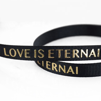 Недорогая индивидуальная горячая штамповка Серебряный Золотой логотип черный белый торт крупнозернистая лента пользовательская печатная корсажная лента