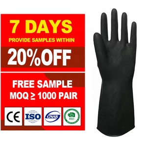 SunnyHope <span class=keywords><strong>Gants</strong></span> de Travail <span class=keywords><strong>Noir</strong></span> Long Caoutchouc Imperméable Latex Vêtements Industriels EN388 Certifié Nettoyage Lavage Alimentaire Usage Domestique - Product Image 2