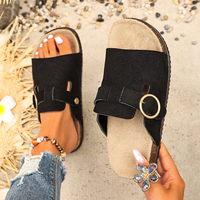 Sandales d'été pour femmes à texture côtelée avec boucle, bout ouvert, pour la plage, noir, marron, beige