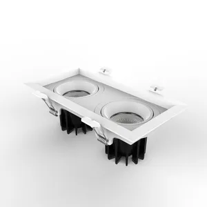 Đèn led âm trần tích hợp nhiều bóng, kiểu lưới, điều chỉnh được, hình vuông kép, dùng cho cửa hàng, khách sạn, công suất 5w 9w - Product Image 1