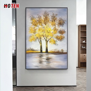 Grande pittura astratta <span class=keywords><strong>su</strong></span> misura albero dorato dipinto a mano olio <span class=keywords><strong>su</strong></span> <span class=keywords><strong>tela</strong></span> arredamento moderno unico per sala da pranzo - Product Image 2