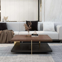 Ensemble de table basse carrée en marbre de style minimaliste nordique avec hauteur réglable et design portable pour les espaces de vie compacts