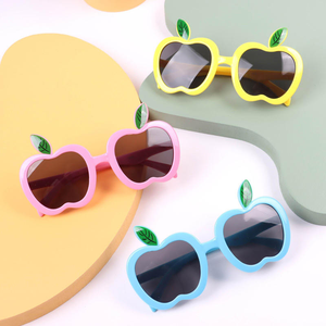 Cute Korean-Style Anti-UV Sunglasses for Kids Boys and Girls with Trendy Orange Gold White <b>Frames</b> for Beach Use - Product Image 2