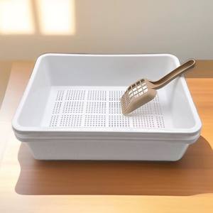Vente chaude Bac à litière pour chat à double couche avec pelle et plateau en maille, facile à nettoyer pour les chatons et les chats adultes, idéal pour une utilisation à domicile - Product Image 1