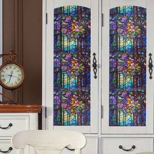 ذاتية اللصق الرجعية سميكة الملونة نمط زهرة الأرجواني نافذة الامتزاز الكهروستاتيكي الخصوصية لديكور المنزل - Product Image 3