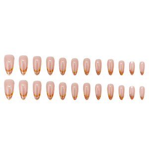 Ms.Miemie 24 pièces Fallen Leaf Glitter French Almond Nail Art Set <span class=keywords><strong>Pale</strong></span> Yellow Autumn <span class=keywords><strong>Orange</strong></span> Girlish Armor Conçu pour - Product Image 4