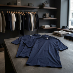 Camiseta Premium Azul Marino para Hombre, Cuello Redondo, Algodón Grueso, Manga Corta, Estilo G2000, Ropa de Trabajo Informal Básica, Uniforme - Product Image 3