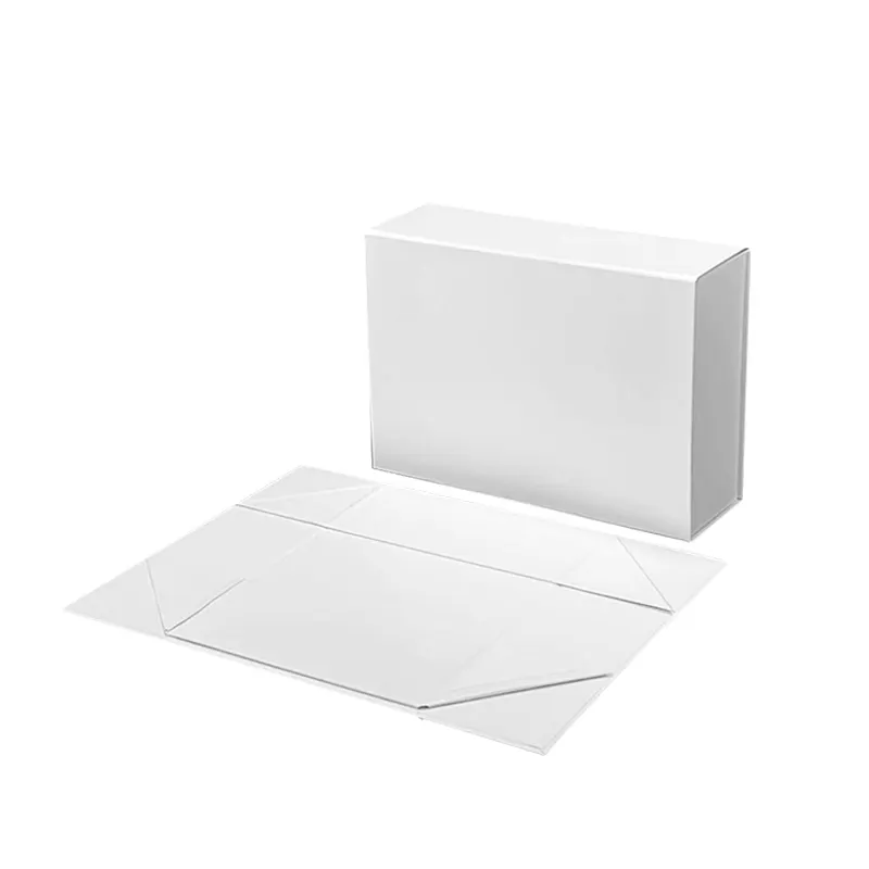 Scatola regalo con chiusura magnetica pieghevole in carta di cartone rigido di lusso bianco opaco personalizzato