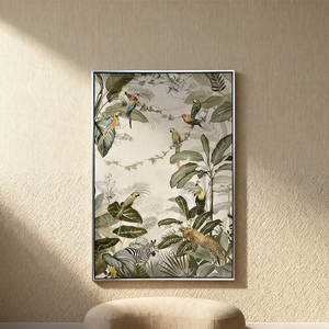 <span class=keywords><strong>Jungle</strong></span> <span class=keywords><strong>tropicale</strong></span> perroquet impression <span class=keywords><strong>toile</strong></span> peinture animal exotique Art mural pour salon hôtel - Product Image 1