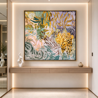 Peinture murale florale abstraite, art floral, peinture acrylique, fleurs colorées, peinture impressionniste de jardin, grande toile texturée à l'huile