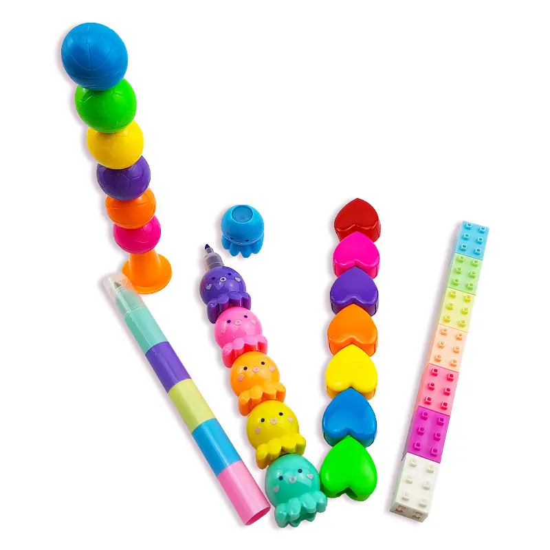 बच्चों के छात्रों के लिए 2024 लोकप्रिय कैंडी रंग हाइलाइटर पेन सेट स्प्लिस्ड प्यारा हाइलाइटर ऑक्टोपस मार्कर फ्लोरोसेंट पेन
