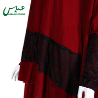 Abaya en polyester à dentelle pour femmes adultes, robe de prière musulmane rouge du Moyen-Orient, mode chinoise
