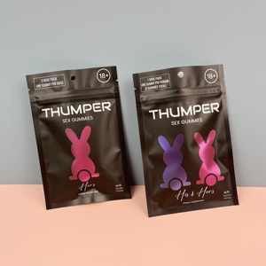 Yetişkinler için özel Logo kullanımlık plastik torbalar seks Gummies fermuar üst nem koku geçirmez delik baskılı çanta Gummies şekerler için - Product Image 1
