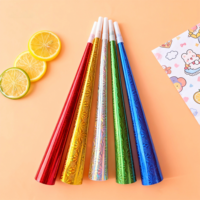 Vente en gros de cornes à confettis métalliques multicolores pour fêtes, cornes laser en vrac pour les célébrations d'anniversaire et du Nouvel An