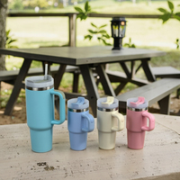 Bouteilles d'eau pour enfants 14oz en acier inoxydable à double paroi sous vide, gobelets personnalisables sans BPA avec poignée et couvercle à paille