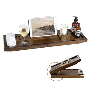 Plateau <span class=keywords><strong>de</strong></span> bain extensible en bois <span class=keywords><strong>de</strong></span> teck <span class=keywords><strong>de</strong></span> qualité supérieure avec support pour tablette et vin et fente pour téléphone pour spa professionnel à domicile - Product Image 1