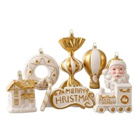3D Goldener Weihnachtsmann und Weihnachtsbaum Donut-förmiger Anhänger Ornament Plastik Weihnachtsdekoration
