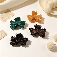 Pince à cheveux en forme de feuille d'érable style forêt, vente en gros d'usine, accessoire pour chignon arrière de la tête pour femme, avec logo personnalisé